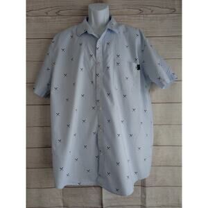 BASEBALL BUTTON DOWN SHIRT MENS XXL Blue BATS